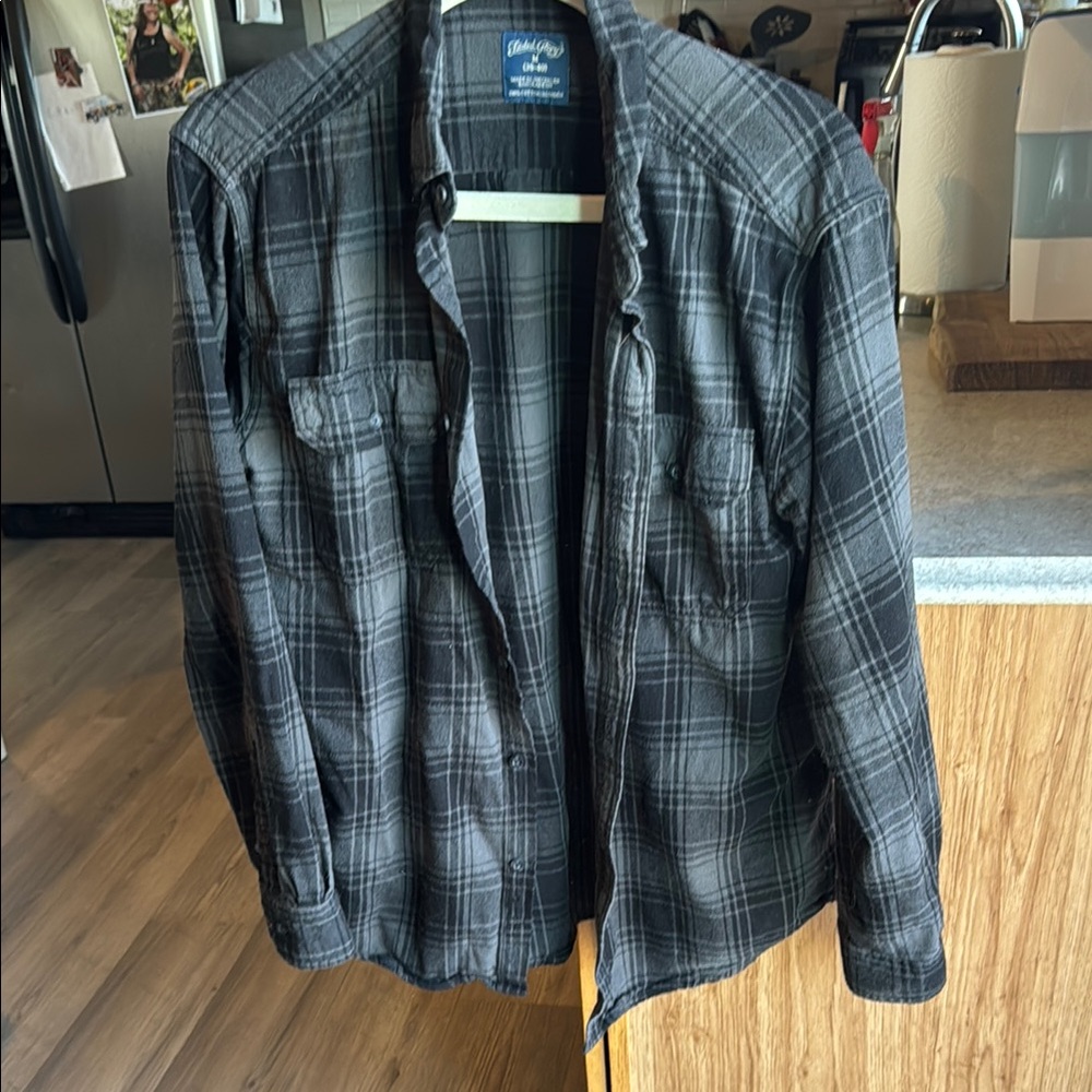 Faded Glory Men's Black Plaid Shirt Jacket